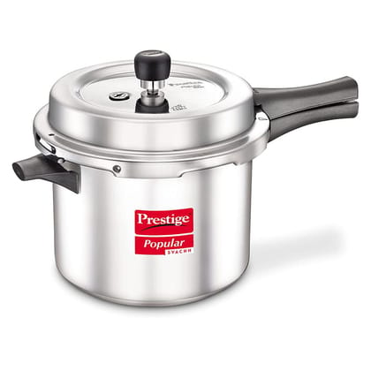 Prestige Popular Svachh Virgin Aluminium Spillage Control Pressure Cooker, 5 L (Silver)