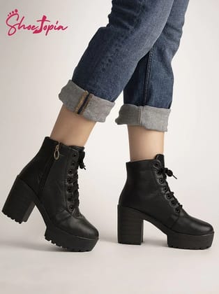 Shoetopia Black Womens Ankle Length Boots - None