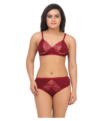 TCG Maroon Lace Bra & Panty Set - 34