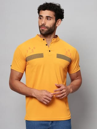 Printed Henley Neck Cotton T-shirt