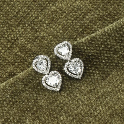 Silver Hearts Drop Earrings