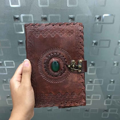 Leather Diary Vintage With Lock | Journal Notebook With Handmade Paper | Personal Traveller's Book, Sketchbook - for Writing, Table, Office, Desk, Study, Corporate Gifts | Gift for Him / Her - 7 inch