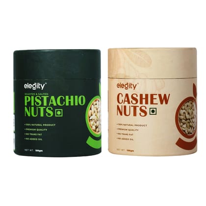 ELEGITY Dry Fruit Combo Pack | California Pistachios, W210 Cashew (100 gm each) | 100% natural |No added preservatives | Nutritious and Delicious Snacks