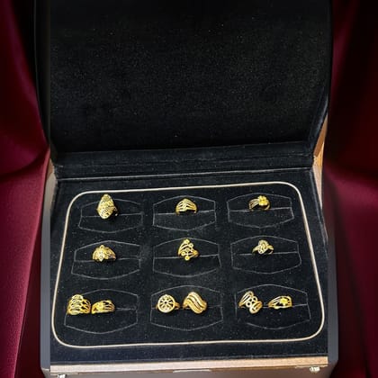 Aanandita Golden 12 Ring Combo Set-1.8 cm