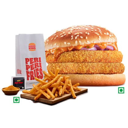 Crispy Veg Double Patty Burger+Peri Peri Fries(Reg).