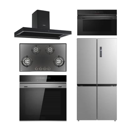 Hafele Chimney + Hob + Oven + Microwave + Refrigerator Combo HACHOMR-08