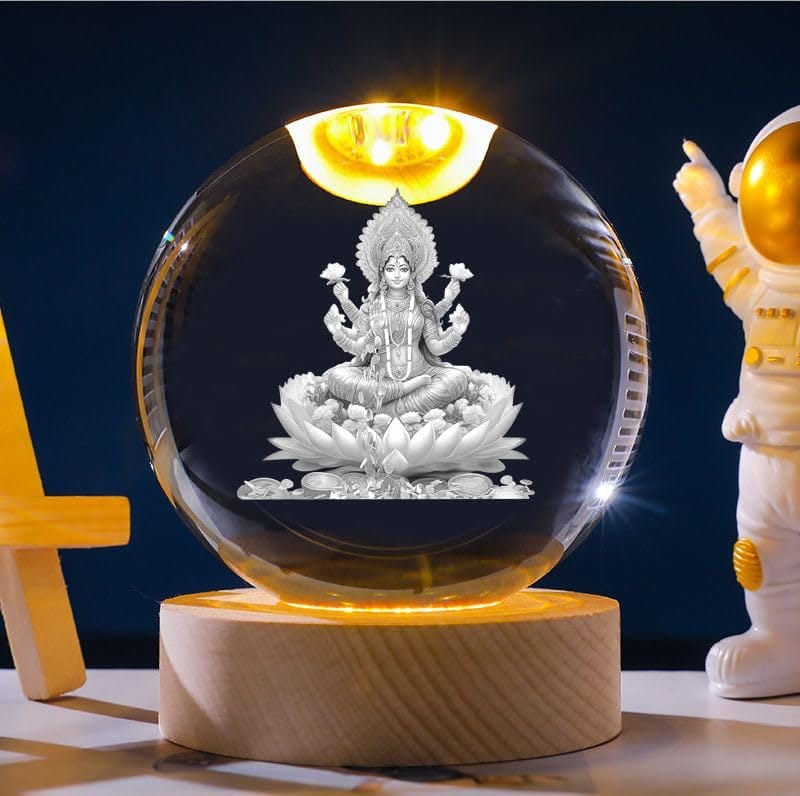 Laxmi: 3D LED Laxmi Ji Crystal Ball Home Decor / Mandir Lamp