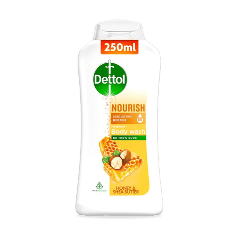 Dettol Nourish Body Wash & Shower Gel - Honey & Shea Butter, 250 ml Bottle