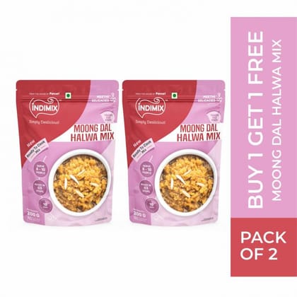 Indimix Moong Dal Halwa Mix, 200 gm - Buy 1 Get 1 Free