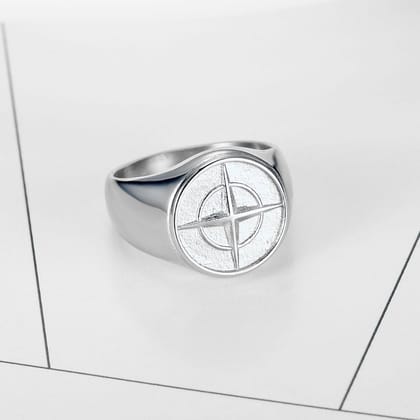 Compass North Star Ring (Silver)-SIZE : 8 -  SMALL