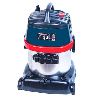 Eastman Wet & Dry Vacuum Cleaner with 15 litres Tank Capacity, 1000W and 18 KPa Suction Power for Home Use with Blower Function, Stainless Steel Body (Black/Red/Blue Steel)- EVC-015