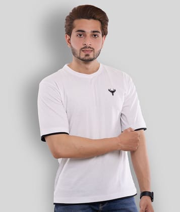 OXRYZER - White Cotton Relaxed Fit Men's T-Shirt ( Pack of 1 ) - None