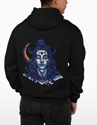 Mahadev  printed  Men Women Hoodies-Black / S