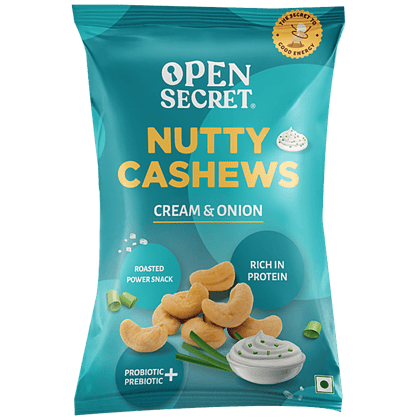 Open Secret Nutty Cashews, Rich In Protein, Cream & Onion Flavour, 23 G