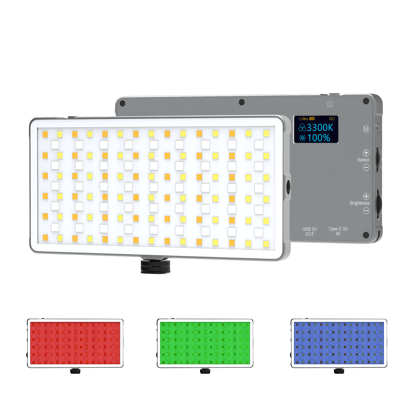 DIGITEK® (LED-D135 ML) 12W Metal Body RGB LED Light with OLED Display, Adjustable Brightness & 360° Color Control, USB-C Charging, 21 Preset Effects, Multi-Scene Lighting for Photo & Video Shoots