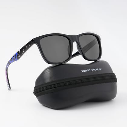 Voyage Square Polarized Sunglasses for Men & Women (Black Lens | Black Frame - PMG4816)