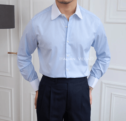 Old Money Contrast Office Striped Shirt by Italian Vega®-M