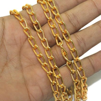 1 Mtr, 12x5mm Metal Chain Golden-Golden / Iron