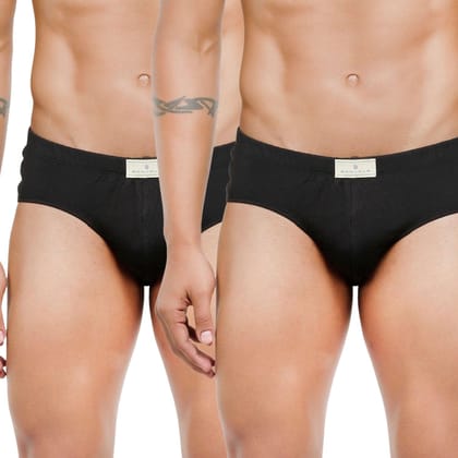 Men's Low-Rise Classic Cotton Briefs In Black Color - Pack Of 2 Assorted S