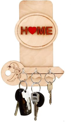 OM JEWELRY Handcraft and Unique Design 8 Hooks Key Holder Stand for Home Or Office | Wooden Matte Finish Designer Home Side Wall Shelf | Artworks Key Holder for Home  (Y45-KEYHOLDER)