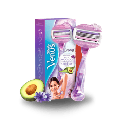 Gillette Venus Breeze Hair Removal Razor - With Avocado Oils & Freesia Scent, 1 Unit Box