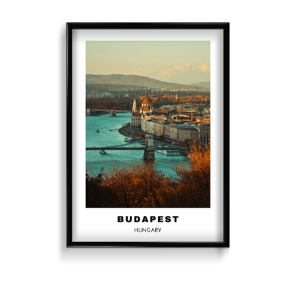 Budapest City Art (Colored)-A4 / Art Paper Print / Black Frame