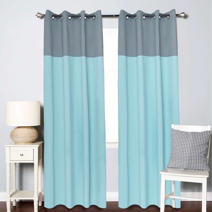 American-Elm 2 Panel IcyMorn and FrostGrey Imported Premium two Colour Room Darkening Blackout Curtains-Door- 4.5 x 7 ft