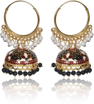 Gold Plated Chandbali Kan Ka Jhumka with Pearl Beads for Women