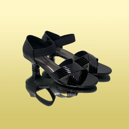 Elegant Black Strappy Heels-Black / 36