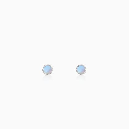 Silver Mystical Moon Stud Earrings