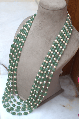 GROOM'S 5 LAYERED WEDDING MALA - SAGE GREEN COLOUR