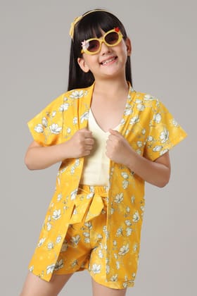 Snowflake Floral Longline Shrug For Girls-5 Year / Tuscany Yellow / KSG01-DPMC002-1-NILL-NILL-NILL-NILL-THY02-FS03-NILL-NILL-NILL-NILL-NILL