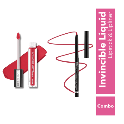 Rebellion Unbelievable Invincible Combo - Get Invincible Liquid Lipstick & Lipliner Free