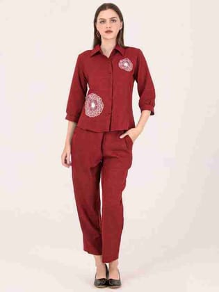 Albion Women Mehroon Smart Coordinate Set