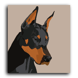 Doberman Portrait-Without Frame / 18x20 inch / 24 Palette