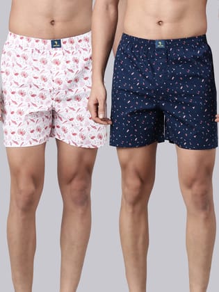 2 Pack Printed Cotton Boxers-M