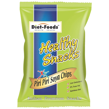 Diet Foods Piri Piri Soya Chips - Healthy Snacks, Low Cholesterol, High In Protein, No Trans Fat, 150 G