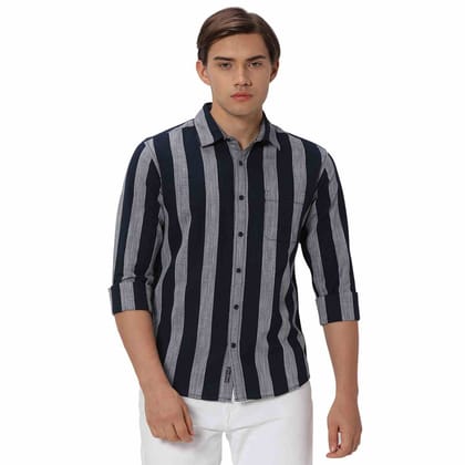 Navy & White Awning Stripe Shirt