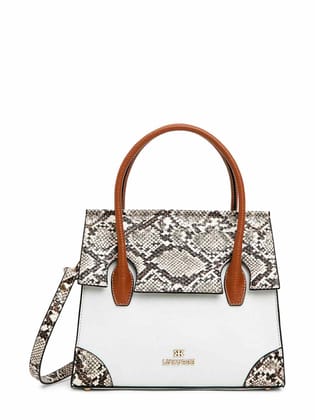 Snake Print Handbag (S)-White