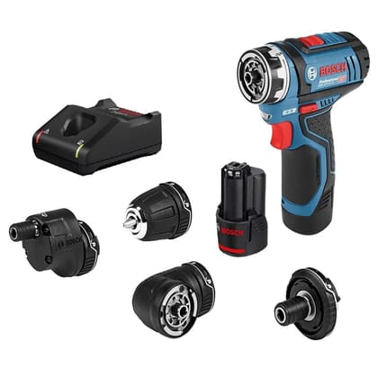 Bosch GSR 12V-15 FC Heavy-Duty Cordless Drill/Diver | 30 Newton Metres Torque | 1300 RPM Speed | 19MM Drill Chuck | 1/4-Inch Tool Holder | FlexiCLick System | 2000mAh Battery