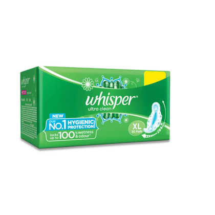 Whisper Ultra Clean XL Sanitary Pads, 30 Units Pack