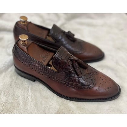 Twin Texture Wingcap Loafers Python-UK5/US6/EU39