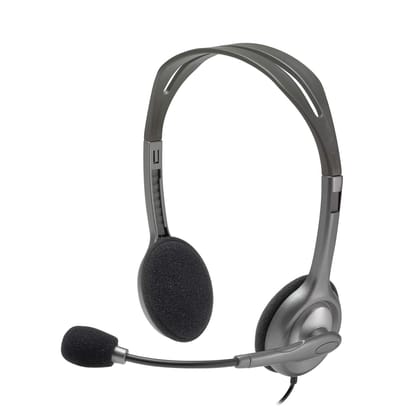 Logitech H110 Wired On Ear Headphones With Mic, Stereo With Noise-Cancelling,3.5-Mm Dual Audio Jack, Pc/Mac/Laptop