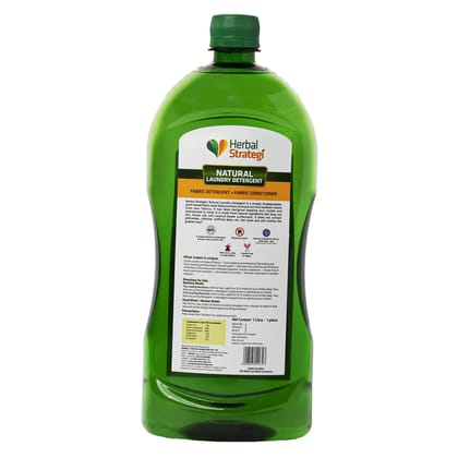 Herbal Strategi Natural Fabric Wash | Liquid Detergent for Top Load & Front Load Washing Machine | Suitable For All Fabrics | Skin Safe, Baby Safe | 1 Litre