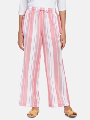 Striped Cotton Pyjama - Peach-M