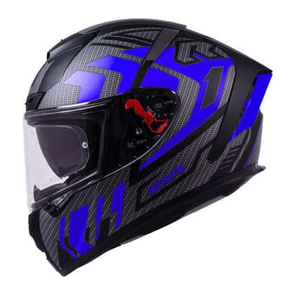 Ignyte IGN-4 Atomixx ISI/DOT Certified Full Face Graphic Helmet with Outer Anti-Fog Clear Visor and Inner Smoke Sun Shield (Glossy Black Blue)-Medium 580 MM