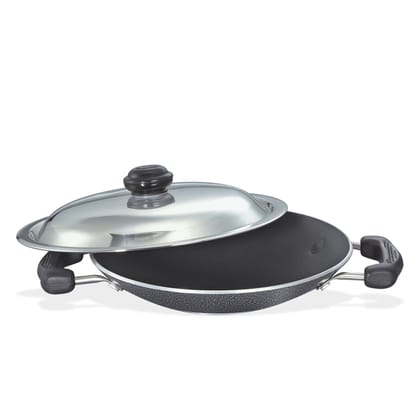 Prestige Omega Select Plus Non-stick Appachatty with Stainless Steel Lid, 20cm (Black)