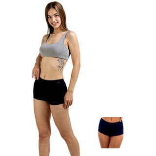 AshleyandAlvis Micro Modal, Anti Bacterial, Skinny Soft, Premium Boysleg Women Boy Short Black, Dark Blue Panty  (Pack Of 2)
