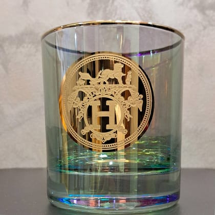 Hand Crafted Gold Decorated Whiskey Glasses, Capacity:360 ML for Home and Kitchen - Ideal Gift for Housewarming-Amber Green