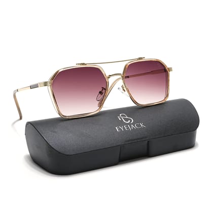 Eyejack Golden & Pink Square Sunglasses for Men & Women (B80677CL847)